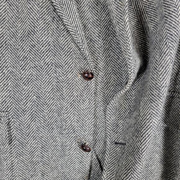Vintage John Weitz Tweed Sport‎ Coat Mens XL Black White Herringbone Wool Lined - Picture 11 of 16